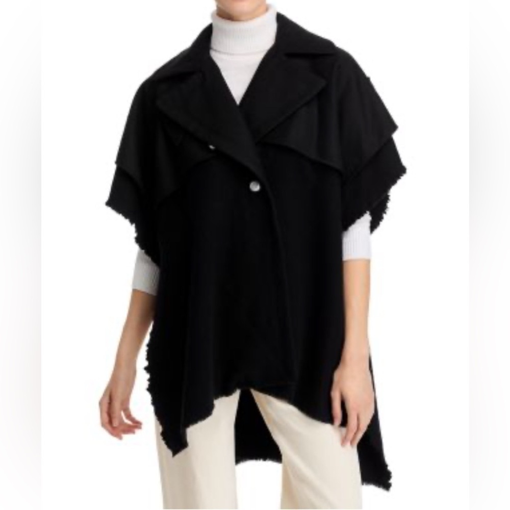Rag & Bone Black Wool Trench Poncho Cape Jacket - Picture 2 of 9